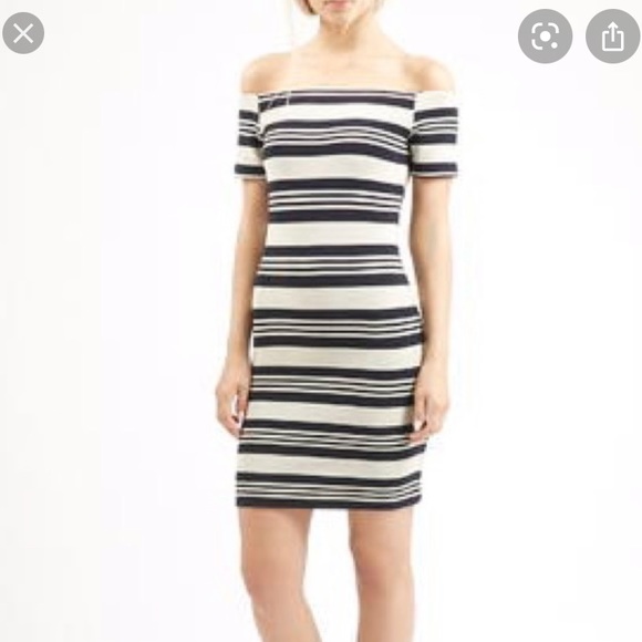 Topshop Stripe Bardot Bodycon Dress - Picture 3 of 5